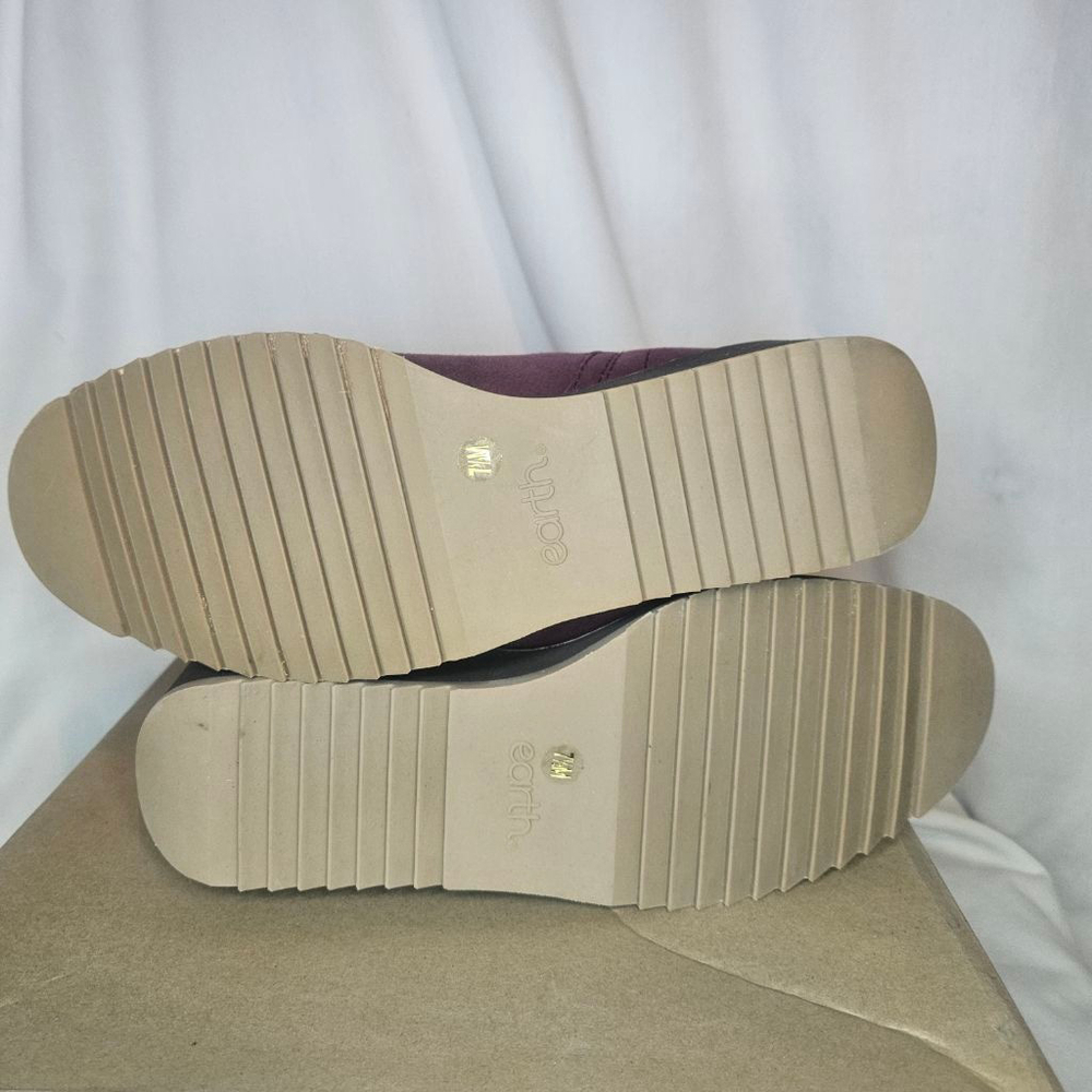 Earth Cleia Dark Red Slip-On Round Toe Casual Wedge Booties NWT Sz 7.5 - Picture 8 of 9